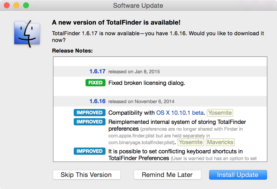 totalfinder return to open