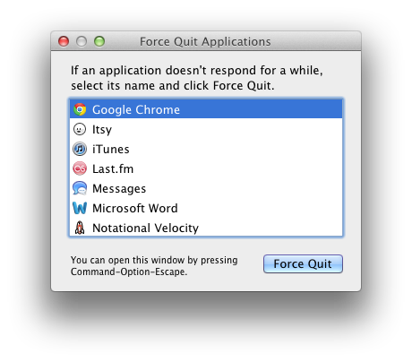 force quit application